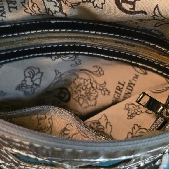 Cowgirl Trendy Cross Body Teal Hot Pink Silver Black Butterfly Embellished Bag - Picture 12 of 16